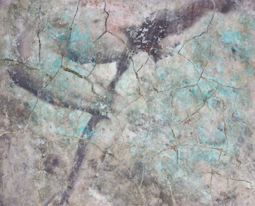 Flugversuch. 2011, Erden und Pigmente auf Photo, 77 x 92 cm