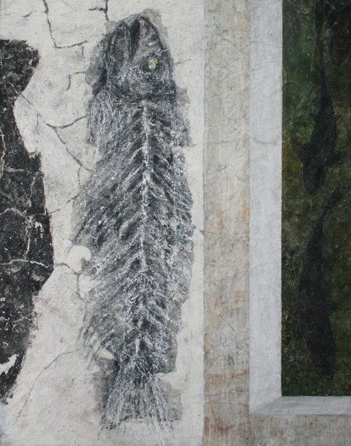 Steigende Flut. 2018, Erden und Pigmente auf Japan- und Seidenpapier, 116 x 93 cm