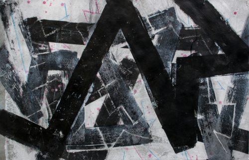 Glatteis. 2022 Mischtechnik auf Papier53 x 96 cm