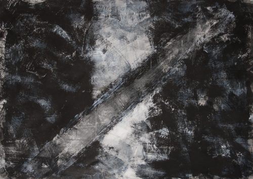 Versperrte Aussicht. 2022
Mischtechnik auf Papier
 50 x 70