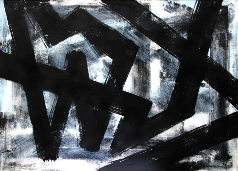 Kein Ort.Nirgends 2025
Chinesische Tusche, Gouache, auf Leinwand 70 x 100 cm