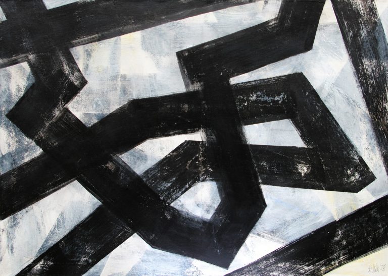 Schattenbruch 2025
Chinesische Tusche, Gouache, auf Leinwand 70 x 100 cm